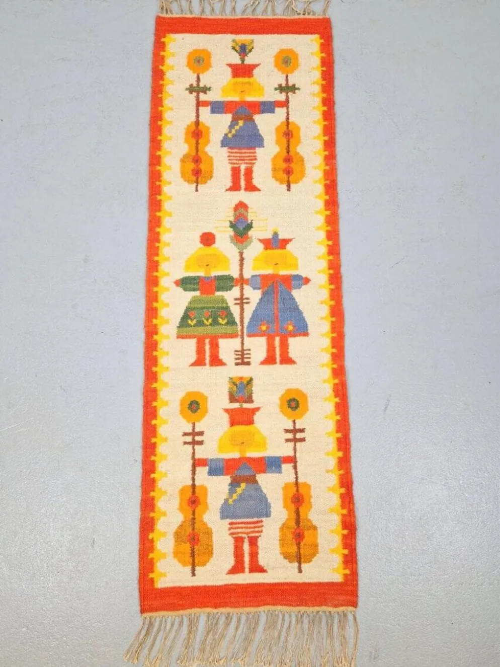 Tapis kilim vintage Chapel par Maria Domanska pour Wawel Broste Kobe, Danemark, années 1960.