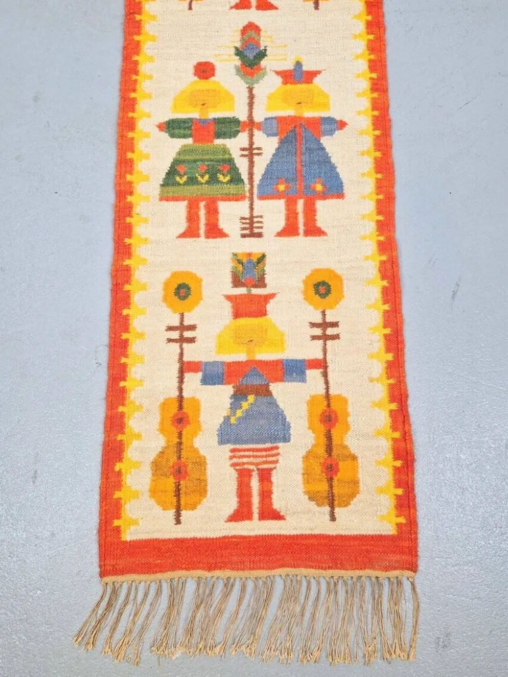 Tapis kilim vintage Chapel par Maria Domanska pour Wawel Broste Kobe, Danemark, années 1960.
