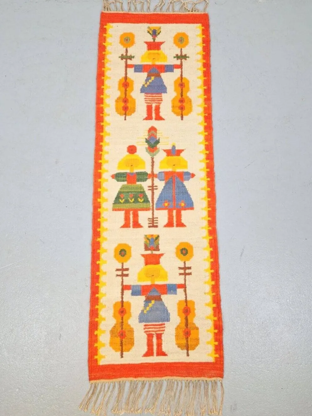 Tapis kilim vintage Chapel par Maria Domanska pour Wawel Broste Kobe, Danemark, années 1960.