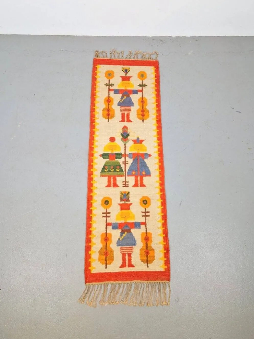 Tapis kilim vintage Chapel par Maria Domanska pour Wawel Broste Kobe, Danemark, années 1960.