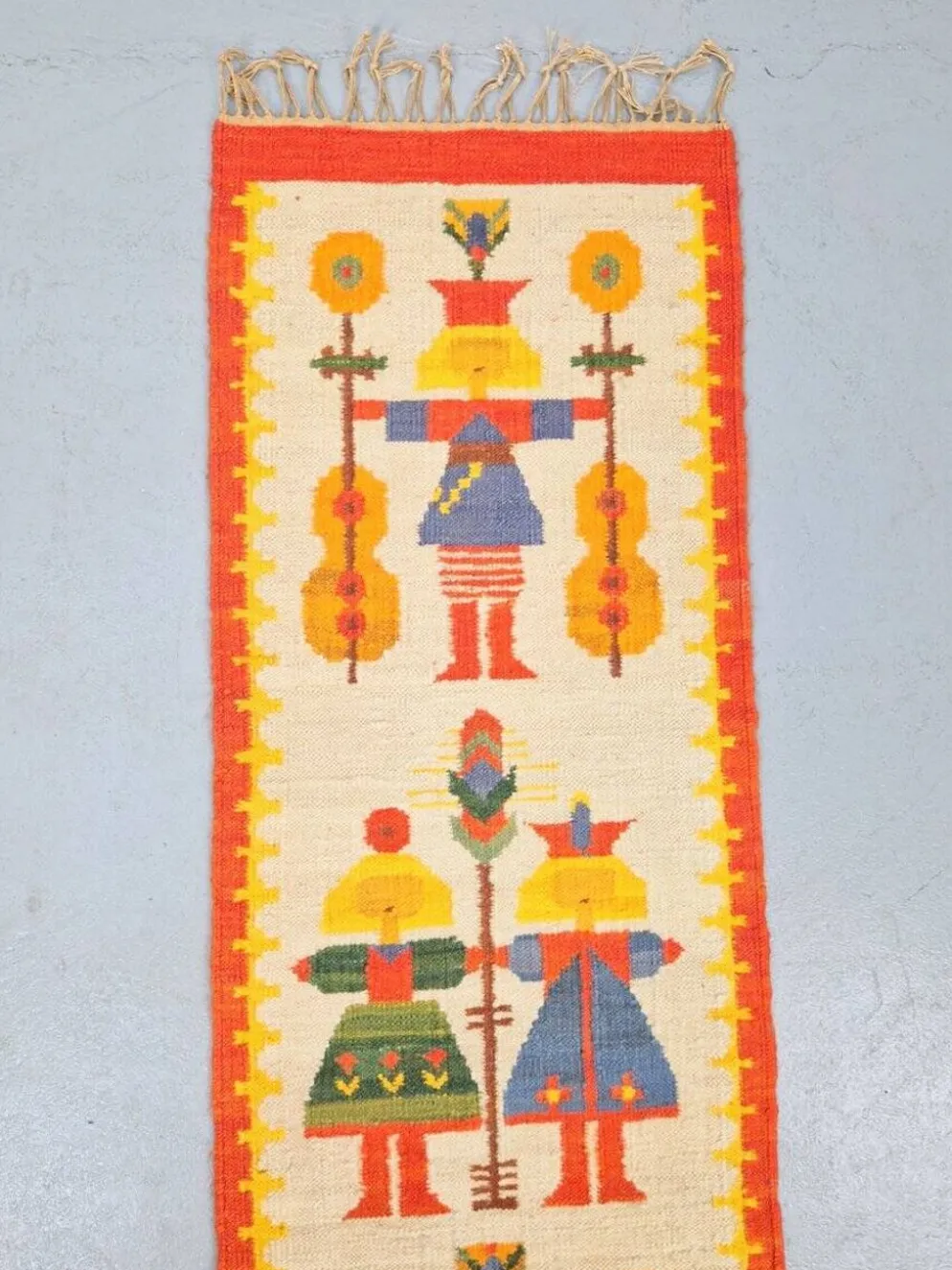 Tapis kilim vintage Chapel par Maria Domanska pour Wawel Broste Kobe, Danemark, années 1960.