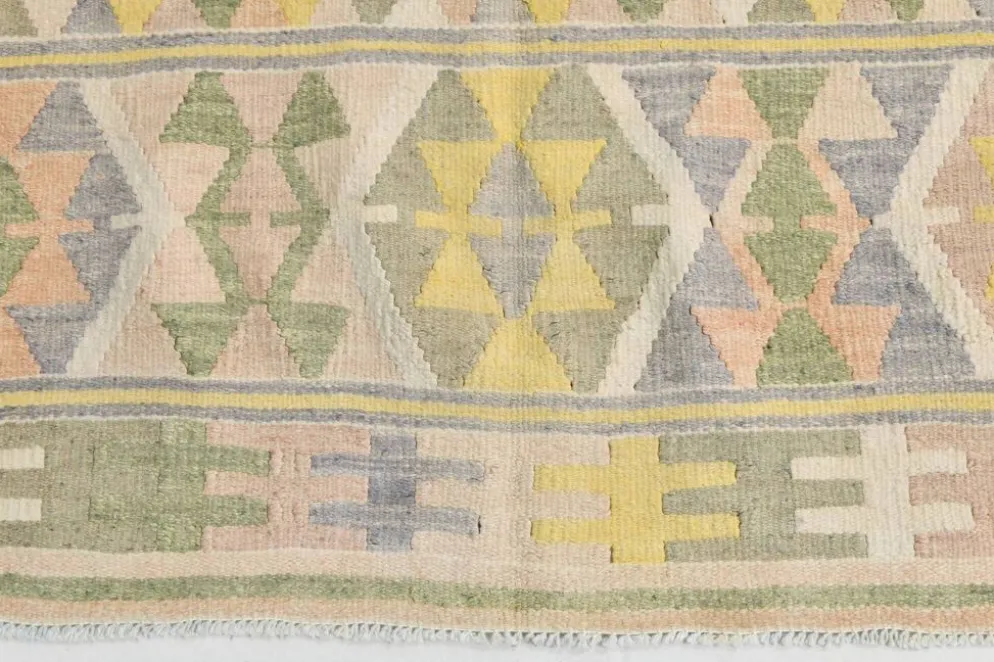 Tapis Kilim Vintage Laine Fait Main, Bohème, Motifs Géométriques, 149X247Cm