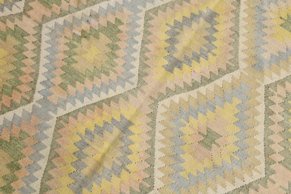 Tapis Kilim Vintage Laine Fait Main, Bohème, Motifs Géométriques, 149X247Cm
