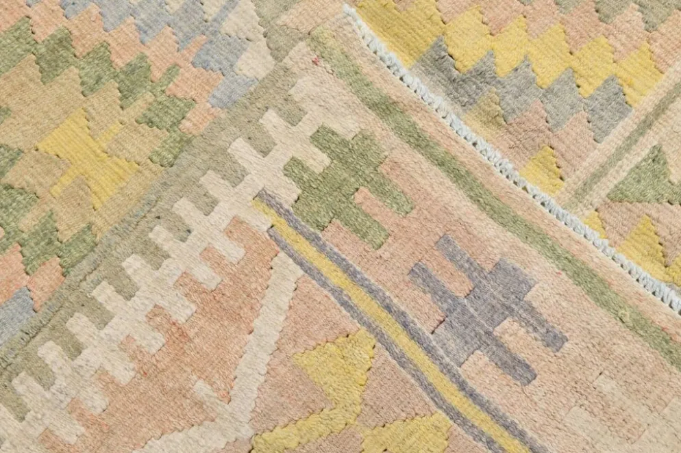 Tapis Kilim Vintage Laine Fait Main, Bohème, Motifs Géométriques, 149X247Cm