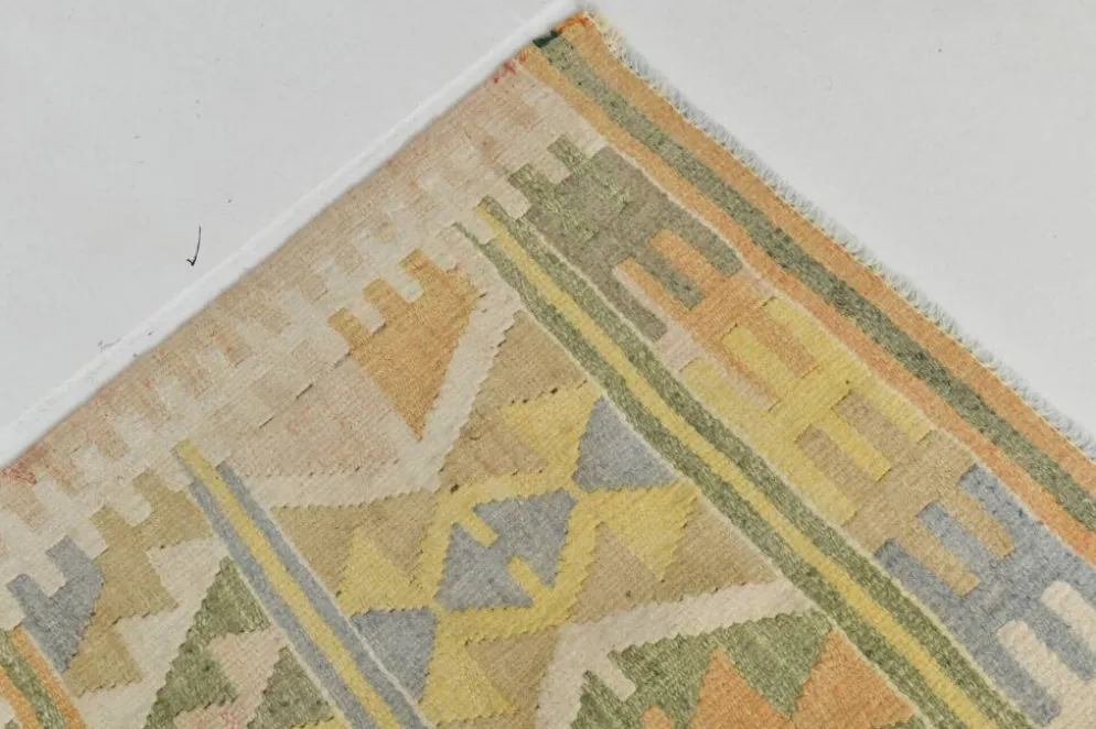Tapis Kilim Vintage Laine Fait Main, Bohème, Motifs Géométriques, 149X247Cm