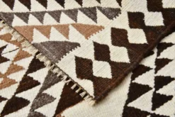 Tapis Kilim vintage marron foncé 3x11, tapis pour couloir bohème, 97x324.