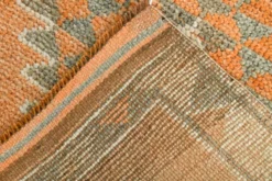Tapis Kilim Vintage Orange et Beige, Motifs Géométriques Anatoliens