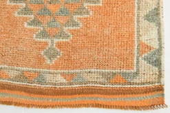 Tapis Kilim Vintage Orange et Beige, Motifs Géométriques Anatoliens