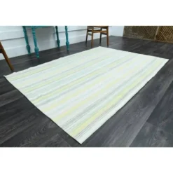 Tapis kilim vintage turc en laine et coton noué à la main des années 1970, 147x217.
