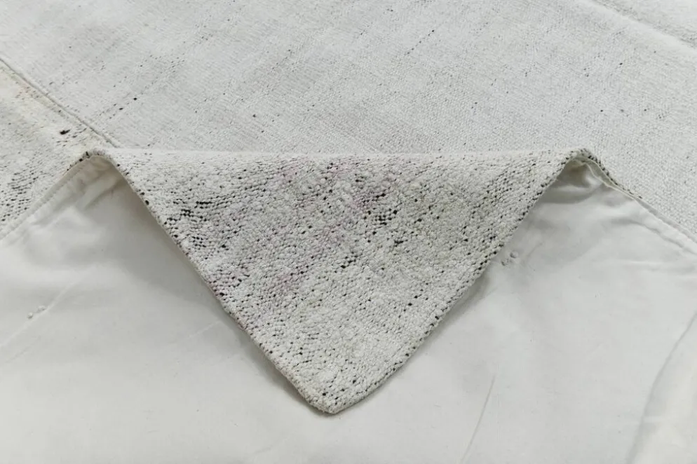 Tapis Kilim Vintage Turc Off White, Tapis Bohème Tissé à la Main, 23x328Cm