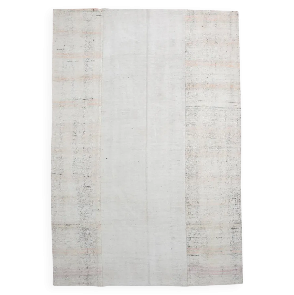 Tapis Kilim Vintage Turc Off White, Tapis Bohème Tissé à la Main, 23x328Cm
