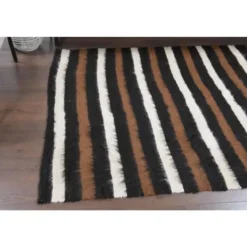 Tapis kilim vintage turc Oushak fait à la main en laine et coton marron 130x181