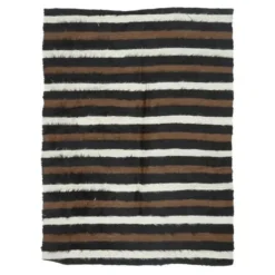 Tapis kilim vintage turc Oushak fait à la main en laine et coton marron 130x181