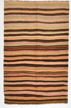 Tapis Kilim vintage 4x7 pour chambre de ferme, 139x215 cm