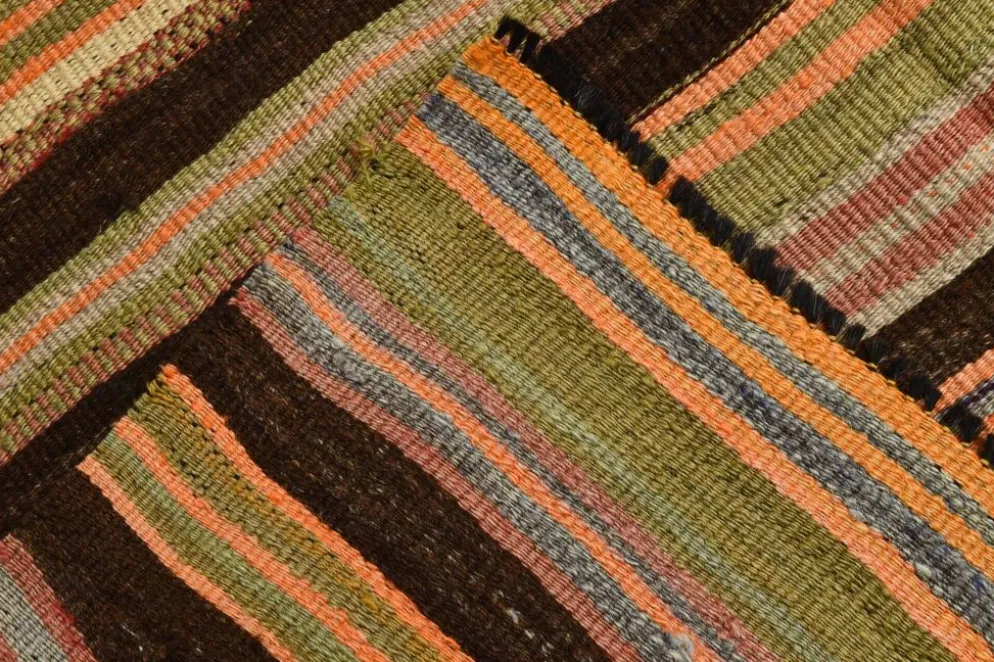 Tapis Kilim vintage 4x7 pour chambre de ferme, 139x215 cm