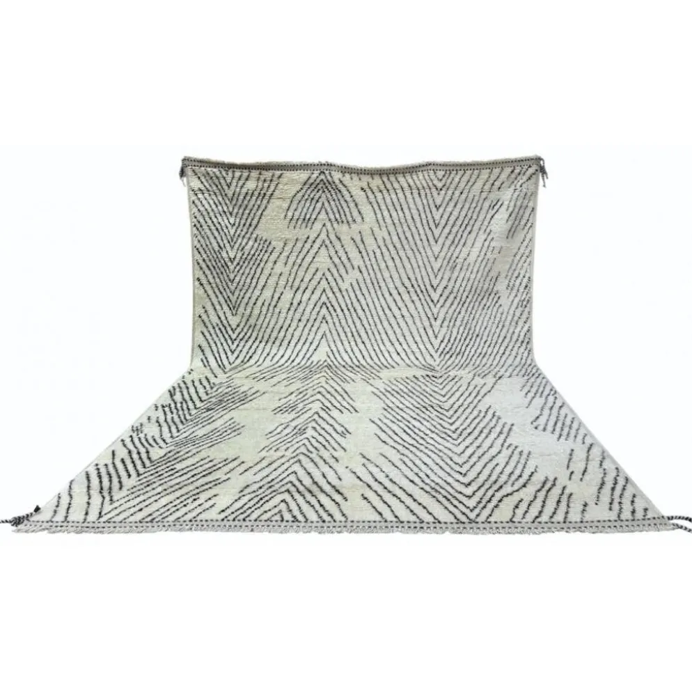Tapis marocain fait main, 100 % laine naturelle. Tapis Beni Ourain moderne.