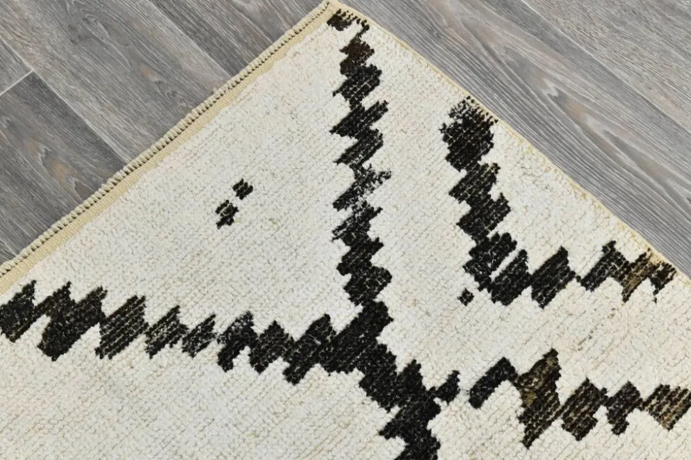 Tapis marocain moderne super doux blanc neutre 7x10, 216x294 cm