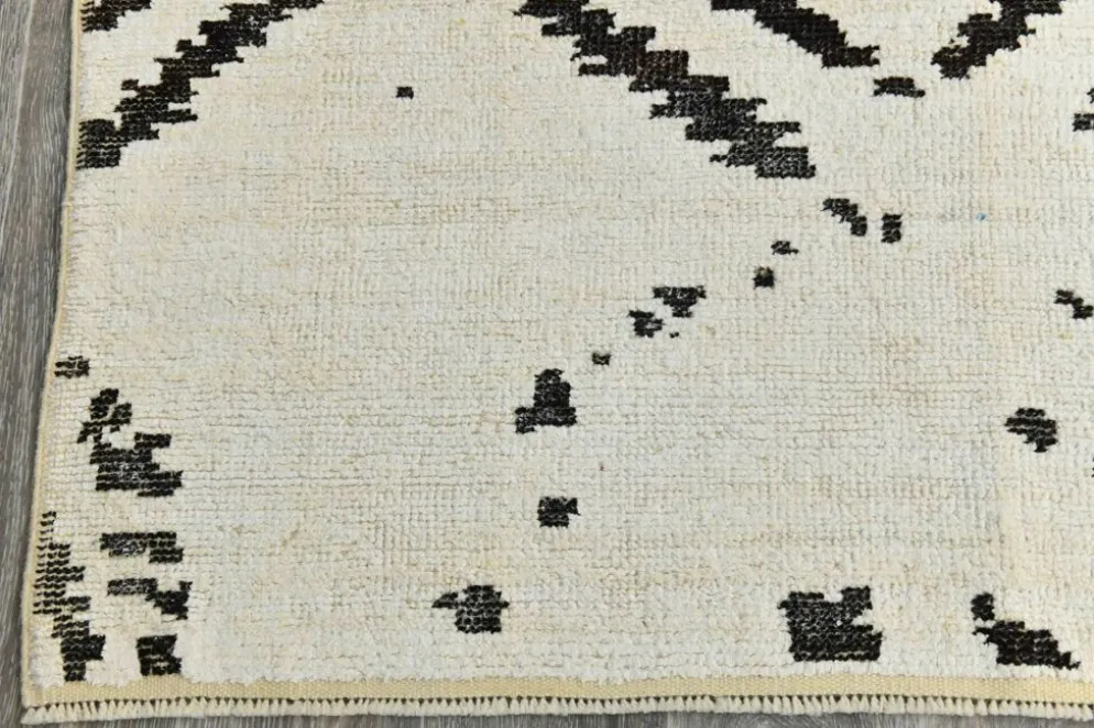 Tapis marocain moderne super doux blanc neutre 7x10, 216x294 cm