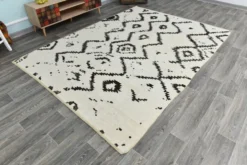 Tapis marocain moderne super doux blanc neutre 7x10, 216x294 cm