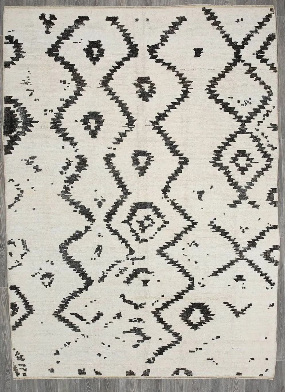 Tapis marocain moderne super doux blanc neutre 7x10, 216x294 cm