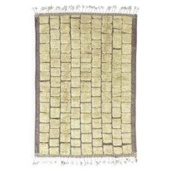 Tapis marocain Mrirt sur mesure en laine – Motif géométrique jaune doré