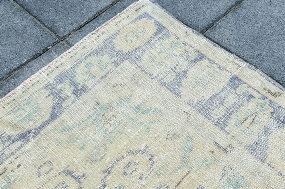 Tapis Médaillon Neutre Pâle, Tapis Vintage Bleu Poudré, 190x290 Cm