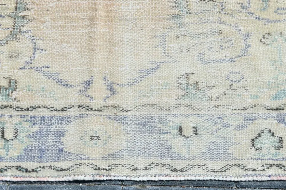 Tapis Médaillon Neutre Pâle, Tapis Vintage Bleu Poudré, 190x290 Cm