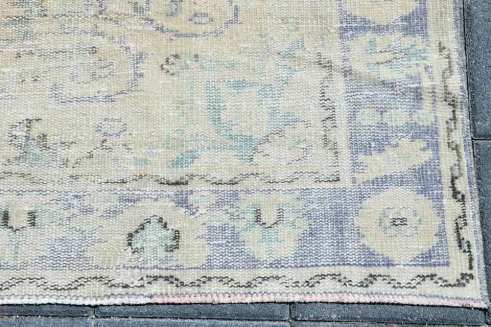 Tapis Médaillon Neutre Pâle, Tapis Vintage Bleu Poudré, 190x290 Cm