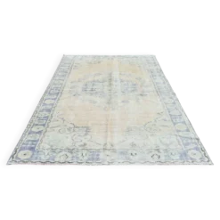 Tapis Médaillon Neutre Pâle, Tapis Vintage Bleu Poudré, 190x290 Cm