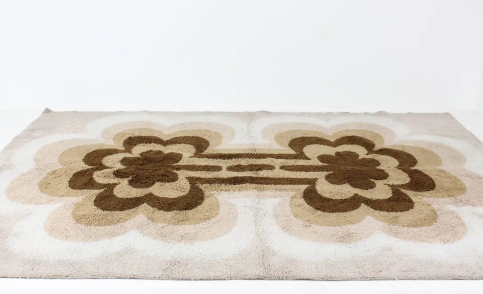 Tapis mid-century scandinave beige style ege rya 1970s