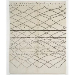 Tapis moderne en laine 100 % de style Azilal marocain, options personnalisées disponibles.