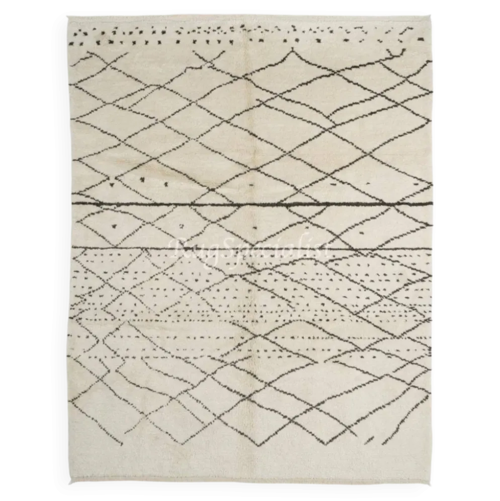Tapis moderne en laine 100 % de style Azilal marocain, options personnalisées disponibles.