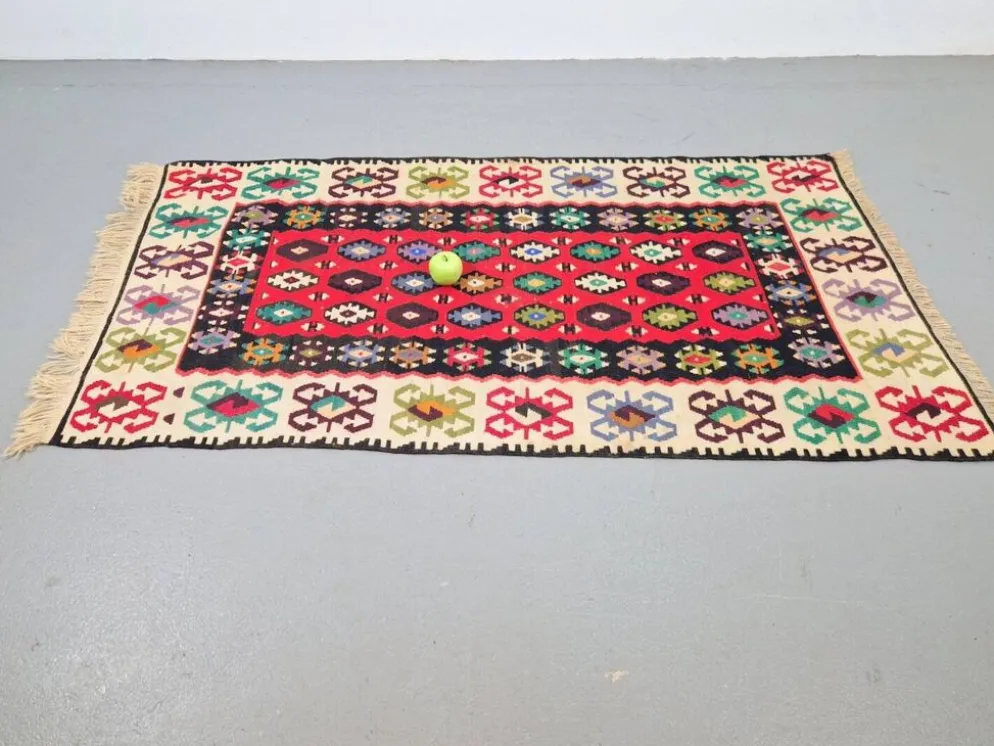 Tapis mural boho vintage Kelim, années 1950