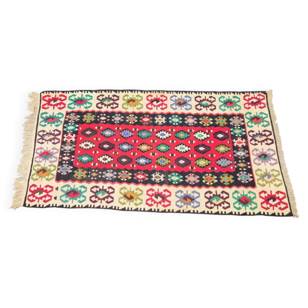 Tapis mural boho vintage Kelim, années 1950