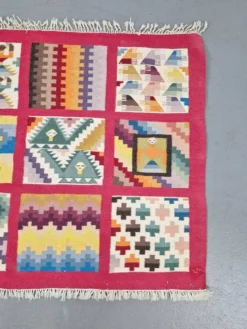 Tapis mural kilim abstrait vintage, années 1960