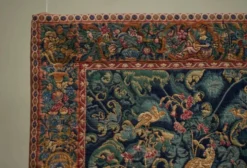 Tapis mural Mid Century oiseaux, animaux et feuilles, Belgique années 1960