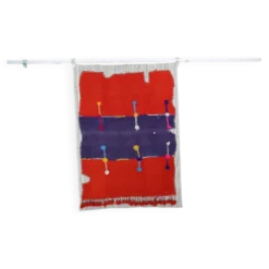 Tapis Mural Textile Art, Tenture Contemporaine Rouge & Violet, 105x146 Cm