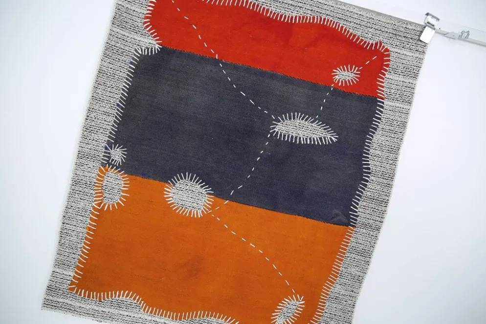 Tapis mural vintage anatolien, art textile mural, 90x106 cm