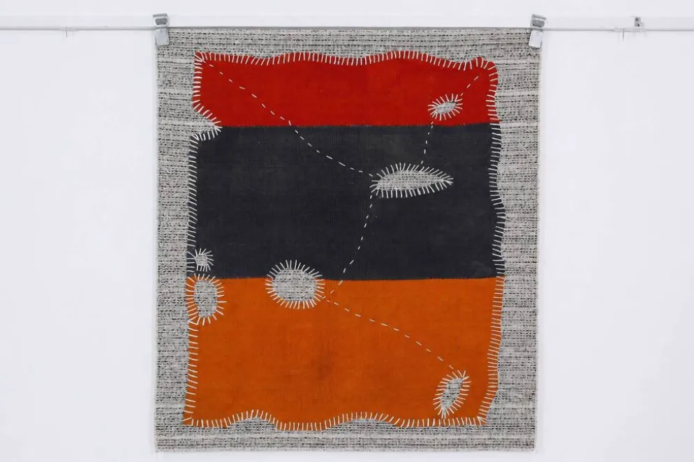 Tapis mural vintage anatolien, art textile mural, 90x106 cm