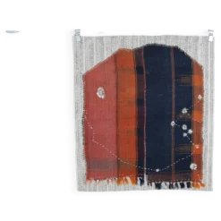 Tapis mural vintage bleu nuit et brique, 106x117 cm