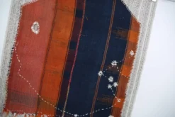 Tapis mural vintage bleu nuit et brique, 106x117 cm