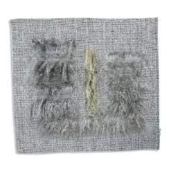 Tapis Mural Vintage Texturé en Laine Naturelle – Tons Gris & Crème, 90x98