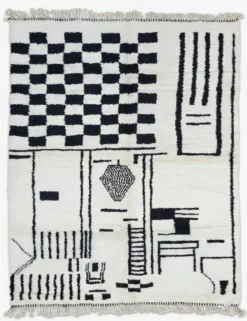 Tapis noir et blanc contemporain - 300 x 210 cm
