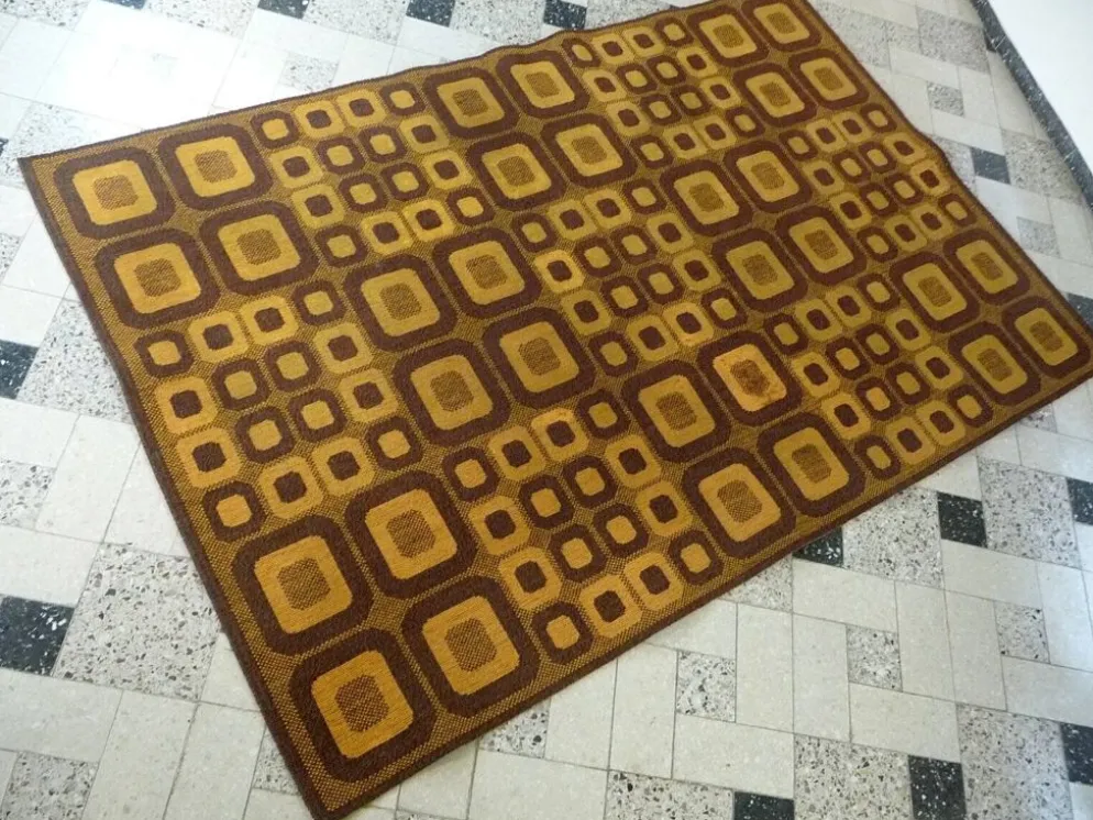 Tapis op-art moderniste avec motif graphique abstrait par Magura, Allemagne, années 1960.