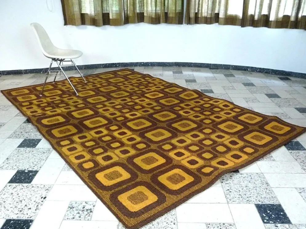 Tapis op-art moderniste avec motif graphique abstrait par Magura, Allemagne, années 1960.