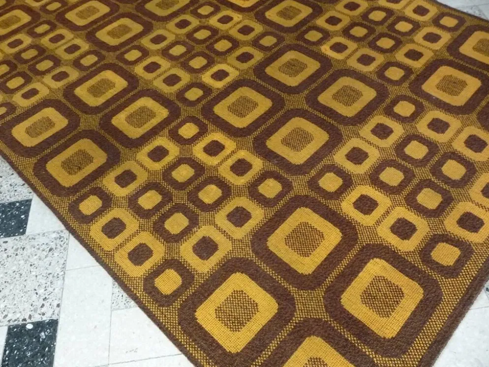 Tapis op-art moderniste avec motif graphique abstrait par Magura, Allemagne, années 1960.