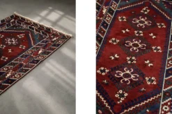 Tapis oriental afghan vintage tissé à la main rouge, années 1970