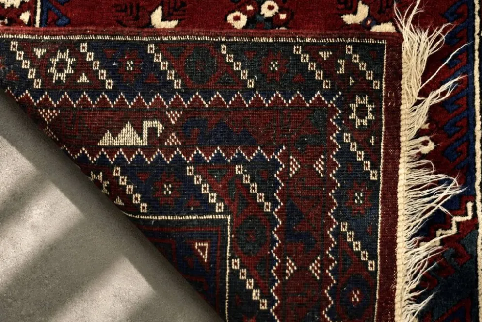 Tapis oriental afghan vintage tissé à la main rouge, années 1970