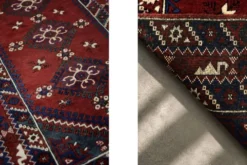 Tapis oriental afghan vintage tissé à la main rouge, années 1970