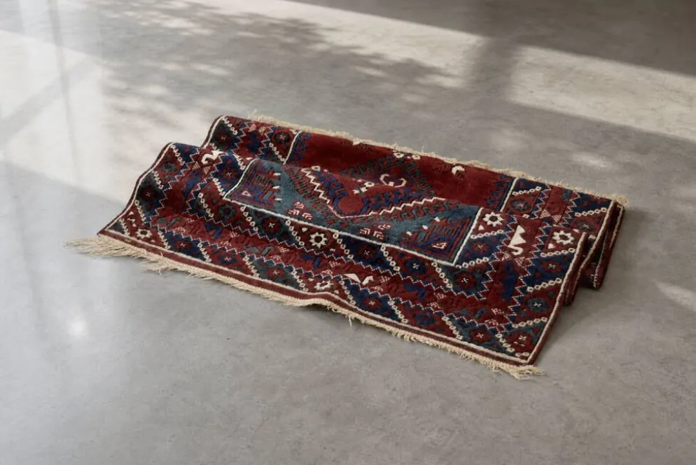 Tapis oriental afghan vintage tissé à la main rouge, années 1970